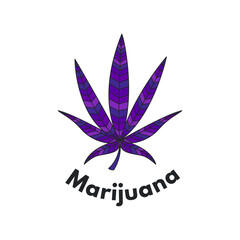 A marijuana leaf and an inscription. Flat vector illustrations for t-shirt prints, posters and other uses.