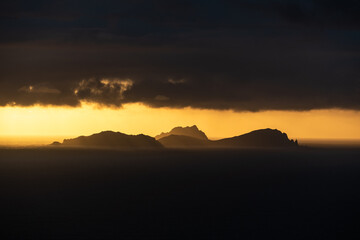 Spectacular sunny and cloudy sunset seen from Valentia Island Ring of Kerry Ireland