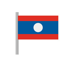 Laos flag and pole.Editable vectors.