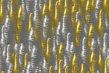 Abstract Silver Golden Worm Seamless Pattern 3D Illustration Background