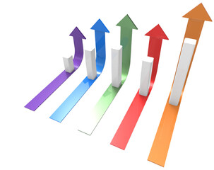 Colorful arrow and graph. Growing business concept.3D rendering.