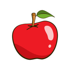 Red apple. Isolated. Cartoon. Vector illustration. Isolated on white background