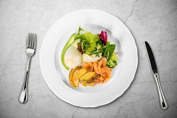 Delicious food, chicken breast, grilled with vegetables