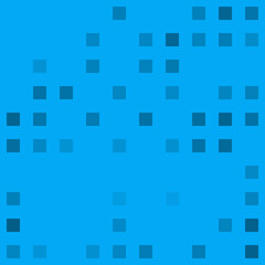 Abstract seamless geometric pattern. Mosaic background of black squares. Evenly spaced big shapes of different color. Vector illustration on light blue background