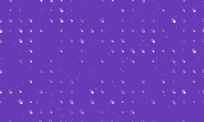 Seamless background pattern of evenly spaced white solo bobsleigh symbols of different sizes and opacity. Vector illustration on deep purple background with stars
