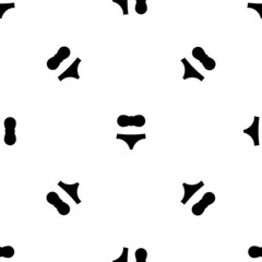 Seamless pattern of repeated black bikini symbols. Elements are evenly spaced and some are rotated. Vector illustration on white background