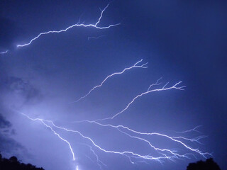 lightning in the night sky