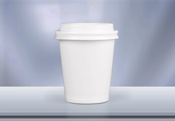Blank coffee paper cup. Craft paper cups for coffee or tea. Zero waste, plastic free concept.