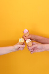Fototapeta na wymiar hands holding ice-cream