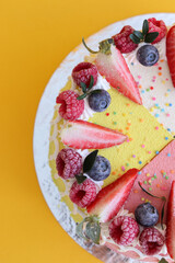 birthday cake with candles from four pieces