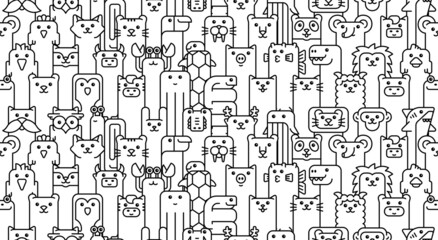 Seamless pattern with Animals icons. Animal icons set. Icon design. Template elements