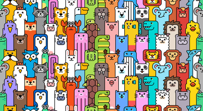 Seamless pattern with Animals icons. Animal icons set. Icon design. Template elements