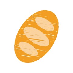 Bread Icon design colorful chalk. Draw a picture on a white background.