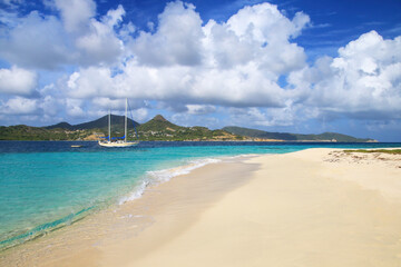 Sandy beach at White Island near Carriacou Island, Grenada.