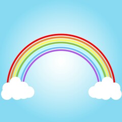 Rainbow and cloud on the white background. Vector illustration.