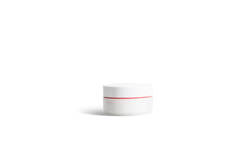 Container with cream on the background. Concept of using body creams, personal care. Care for the skin, empty containers to refill the contents.