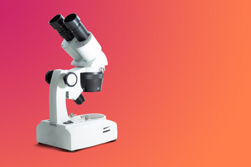 Stereoscopic microscope. Medical, health and biological concept. Using the microscope for research, scientific purposes.