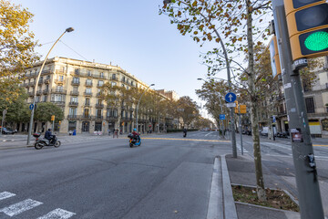 Barcelona, Spain - 16 November  2021. Early morning on the streets of Barcelona