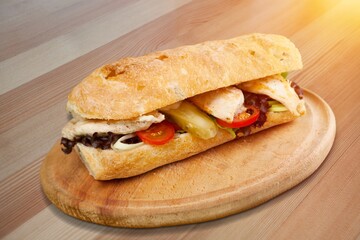 Classic sandwich bread ,wood table