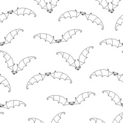 Bats outline monochrome seamless pattern art design stock vector illustration for web, for print