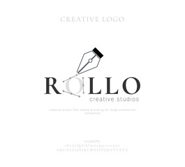 Logo creative studios in digital art style on light background. Branding.