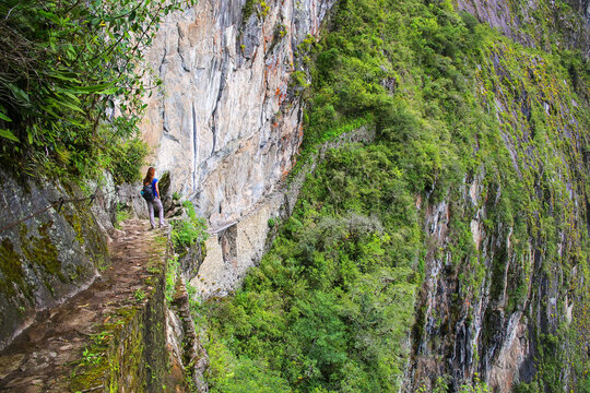 The Inca Bridge near Machu Picchu in Peru