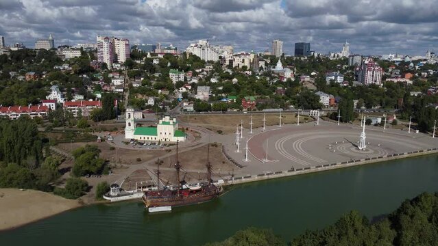 Admiralteyskaya square and Uspensky Admiralteysky church in Voronezh.