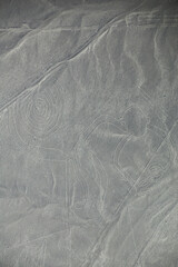 Aerial view of Nazca Lines - Monkey geoglyph, Peru.