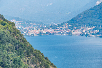 Fototapeta na wymiar Aerial view of Omegna on the Lake Orta