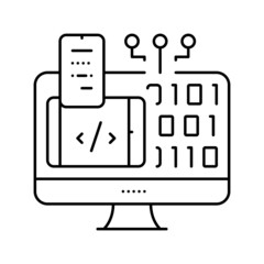 programming software line icon vector illustration