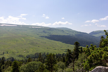 The sources of the mountain river, the journey along the riverbed, the shallow bottom and the stones warm up in the sunlight.