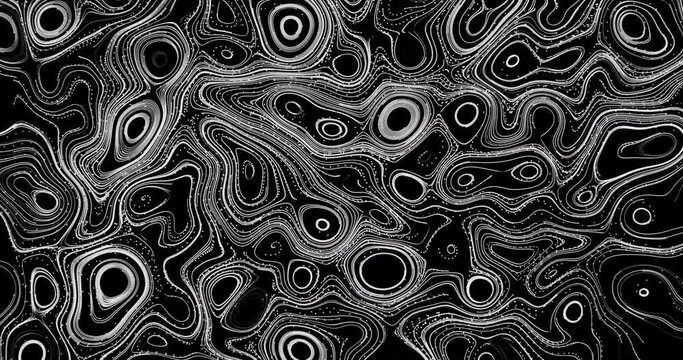 Black and white wavy abstract background with swirly design line with futuristic organic semitones pattern marks.