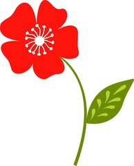 Stylized red flower highlighted . 