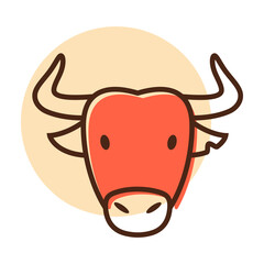 Spanish bull buffalo icon. Animal head vector