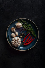 garlic and spices on the plate