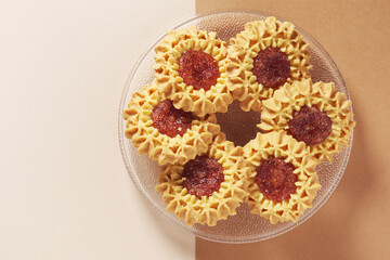 Shortbread biscuits with cherry filling