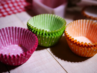 Colorful polka dot bun cases for baking cupcakes 