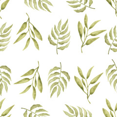 Watercolor leaf seamless pattern