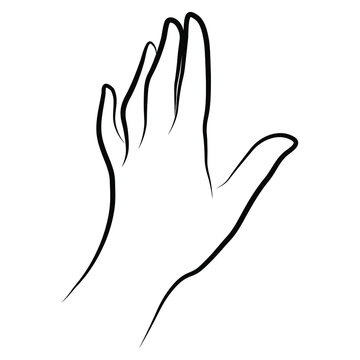 Women hand simple outline minimalistic linear gesture style. Vector Illustration of female hands for create logos, prints and other designs on white background