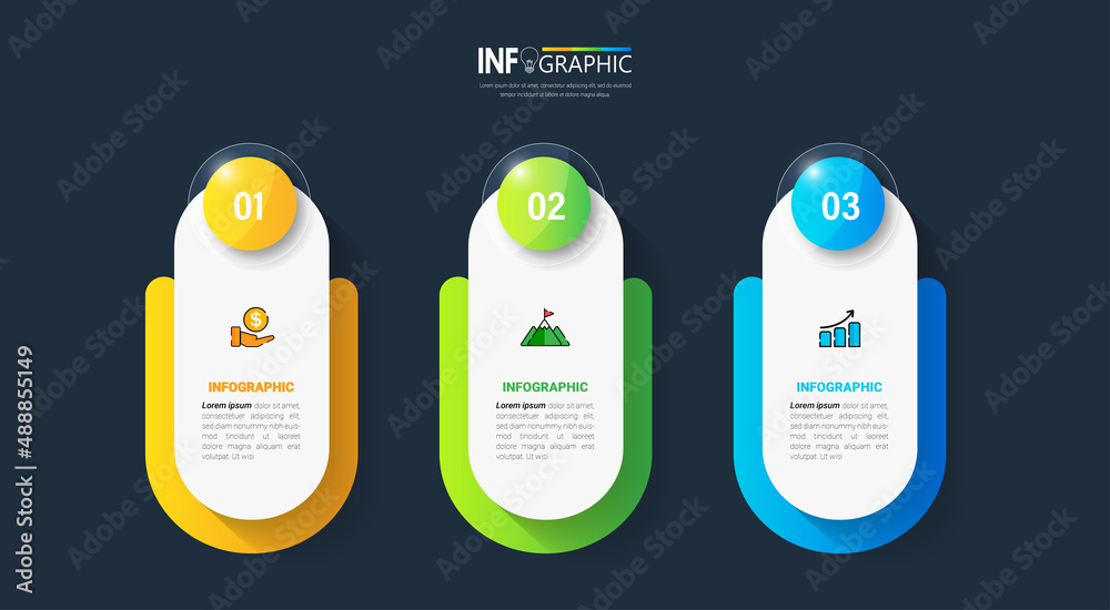 Poster Infographics design template, Business concept with 3 steps or options, can be used for workflow layout, diagram, annual report, web design.Creative banner, label vector.