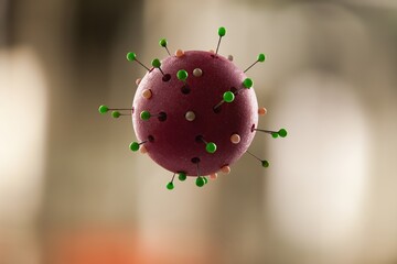 COVID 19 new variant OMICRON 2021 microscopic virus structure illustration