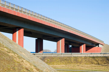 Bridge over motorway intersection.