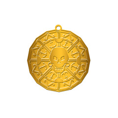 Golden pirate medallion vector illustration