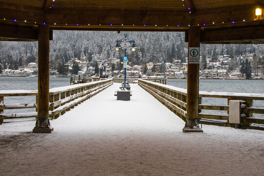 Passeando na neve ap&oacute;s uma nevasca em Vancouver,  Canad&aacute;