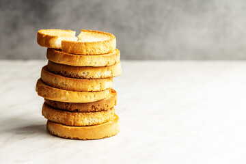 Dietary rusks bread. Crusty biscuits.