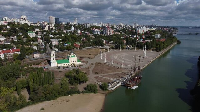 Admiralteyskaya square and Uspensky Admiralteysky church in Voronezh.