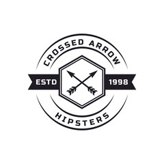 Vintage Retro Badge for Crossed Arrows Rustic Hipster Stamp Logo Design Template Element