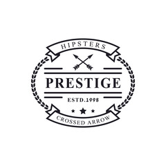 Fototapeta premium Vintage Retro Badge for Crossed Arrows Rustic Hipster Stamp Logo Design Template Element