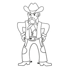 Coloring page with a cowboy in a hat