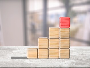 Business New year 2022 concept. Growing up business concept. Wooden cubes